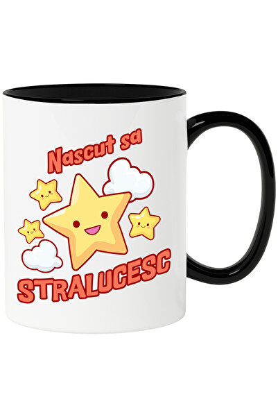 StoryGift Romania Cana cu Stele Vesele Printre Nori Text Nascut Sa Stralucesc...