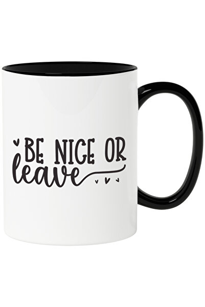 StoryGift Romania Cana cu inimioare si mesajul "Be nice or leave" - fii amabi...