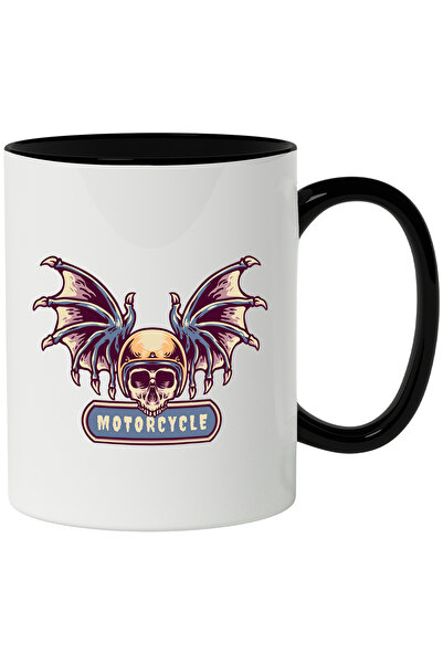 StoryGift Romania Cana Cu Motorcycle, Craniu, Dinti, Aripi, Liliac, Casca, Mu...