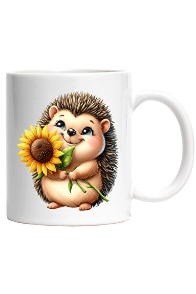 StoryGift Romania Cana cu un pui de arici care tine o floare | ilustratie | f...