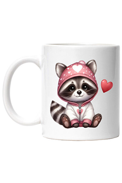 StoryGift Romania Cana cu un raton in hanorac, ilustratie, inimioara, vesel, ...