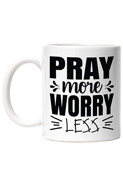 StoryGift Romania Cana cu text motivational in limba engleza "Pray more, worr...