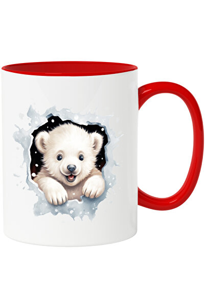 StoryGift Romania Cana cu un ursulet polar care scoate capul printr-o gaura i...