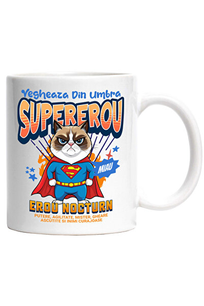 StoryGift Romania Cana cu Scottish Fold Caine In Costum de SuperMan cu Peleri...
