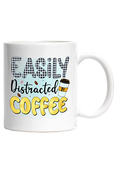 StoryGift Romania Cana cu mesajul "Easily distracted by coffee", ilustratie, ...