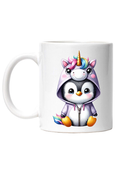 StoryGift Romania Cana cu un pinguin deghizat in unicorn, ilustratie, jucaus,...