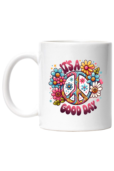 StoryGift Romania Cana cu semnul pacii cu mesajul "It's a good day", stilul h...