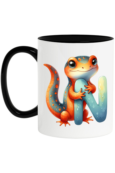 StoryGift Romania Cana cu o soparla care tine litera "N" | ilustratie | pentr...