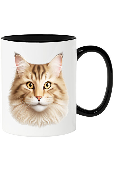 StoryGift Romania Cana cu pisica maronie cu urechile ciulite, atenta, detalii...