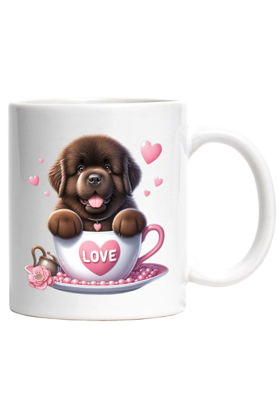 StoryGift Romania Cana cu un catel maro blanos | ilustratie | inimi | sta int...