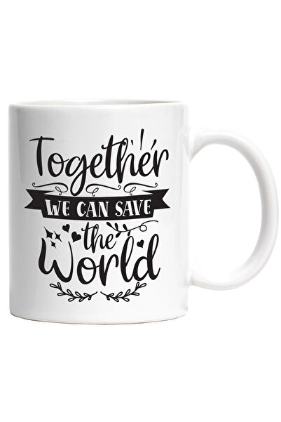 StoryGift Romania Cana cu inimioare si textul "Together we can save the world...