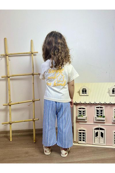 ALPİDS Girl's Printed Linen Pants Suit