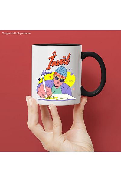 StoryGift Romania Mug always learning boy studying gangster school, 330ml, Ceramic with Black Handle, With M