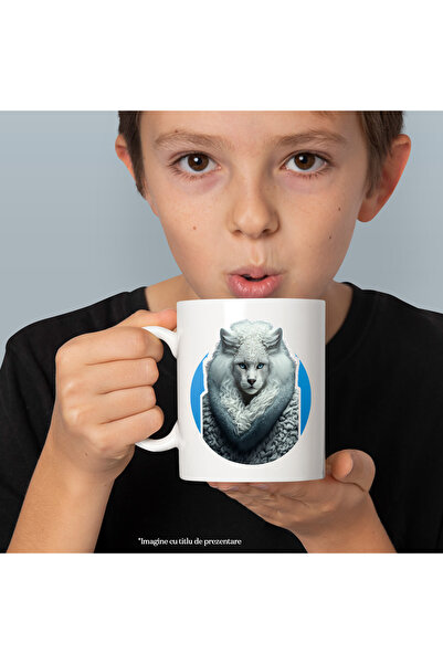 StoryGift Romania Cana Cu Leopard Alb cu Par Lung Cret, Ochi Albastri, Care a...