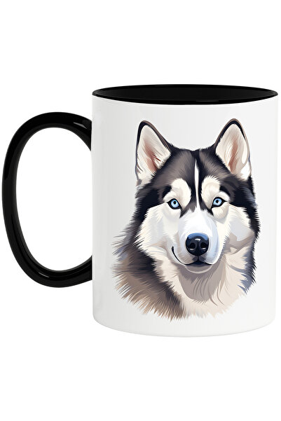 StoryGift Romania Cana cu un catel Husky, ilustratie, jucaus, curios, pentru ...