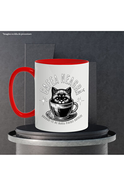 StoryGift Romania Black Coffee Mug enjoy the magic of coffee cat, 330ml, Ceramic with Ro Handle, With,STG