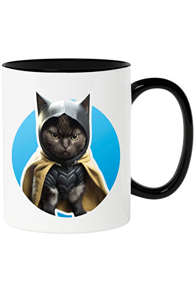 StoryGift Romania Cana cu Portret Pisica Supererou, Pisica in Custom de Batma...