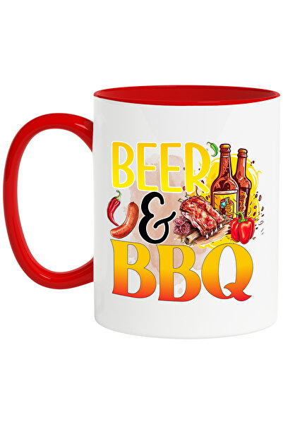StoryGift Romania Cana cu mesajul "Beer & BBQ", gatit, ilustratie, bucatarie,...