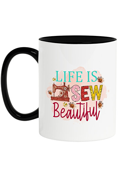 StoryGift Romania Cana cu mesajul "Life is sew beautiful", profesie, ilustrat...