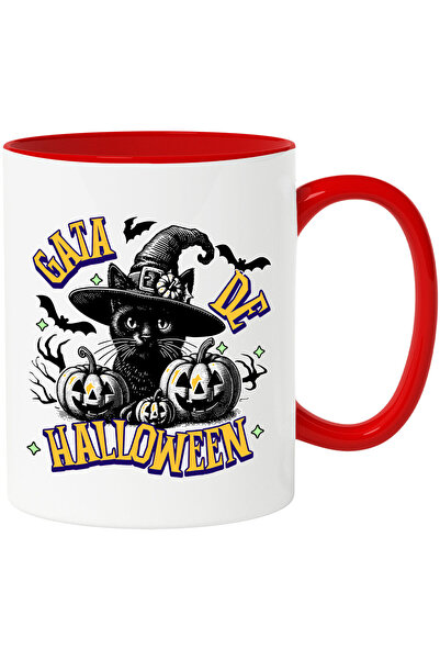 StoryGift Romania Cana cu Pisica Cu Palarie De Hallowen Text Gata De Hallowen...