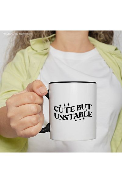 StoryGift Romania Mug with the text in English "Cute, but unstable" - cute, but unstable with, With, STG