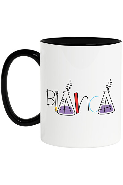 StoryGift Romania Cana Cu Numele Bianca, Scoala, Chimie, Materii, Algebra, Geometrie, 330ml, Ceram, Cu Maner Negru