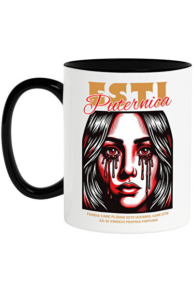 StoryGift Romania Cana Esti Puternica - Femeie Plangand, 330ml, Ceramica cu M...