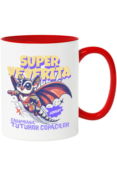StoryGift Romania Cana cu Veverita Cu Aripi Si Costum rosu Text Super veverit...