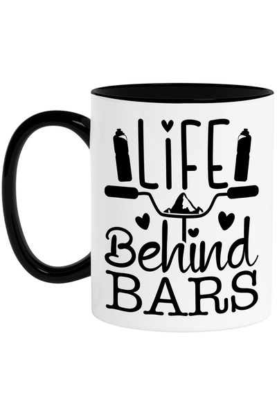 StoryGift Romania Cana pentru pasionatii de plimbari cu bicla si mesajul "Life behind bars" - viat, Cu Maner Negru