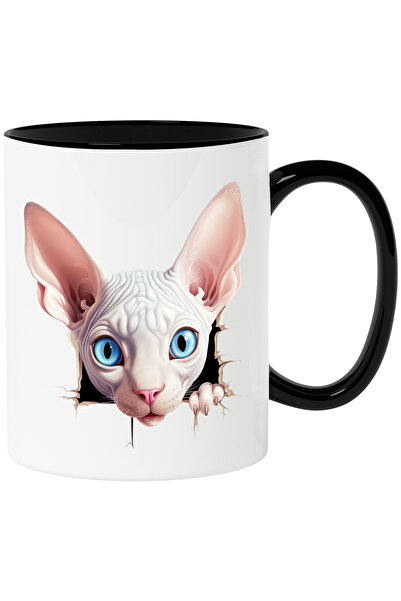 StoryGift Romania Cana cu o pisica Sfinx care scoate capul printr-o gaura in ...