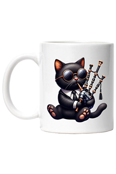 StoryGift Romania Cana cu o pisica neagra care canta la cimpoi, ilustratie, i...