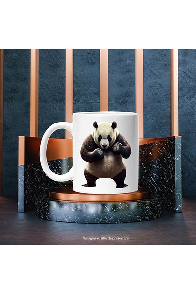 StoryGift Romania Cana Cu Panda, Box, Manusi, Luptator, Iubitori De Sport, Multicolor 330 ml, Cera, Cu Maner Alb