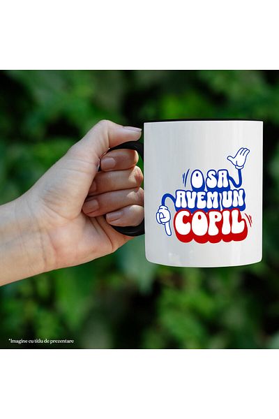 StoryGift Romania Mickey Mouse Style Hands Mug Pointing Down Text We're Going to Have a Baby, Heaven, With, STG