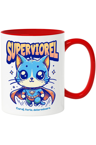 StoryGift Romania Cana Super Viorel, SuperErou, Pisica Zburand, 330ml, Cerami...