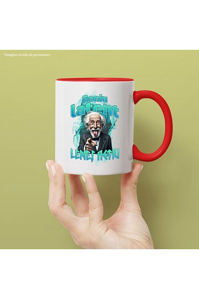 StoryGift Romania Lazy Latent Genius Mug, Math, Funny, 330ml, Ceramic with Red Handle, With Ma, STG