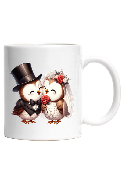 StoryGift Romania Cana cu 2 bufnite la nunta | ilustratie | casatorie | mirea...