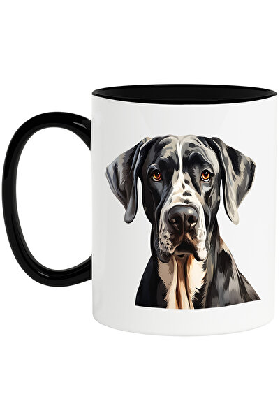 StoryGift Romania Cana cu un catel serios, ilustratie, negru, alb, ascultator...