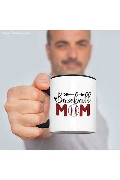StoryGift Romania Mug for a mother who loves sports - baseball ball with Black Handle, With Black Handle, STG.