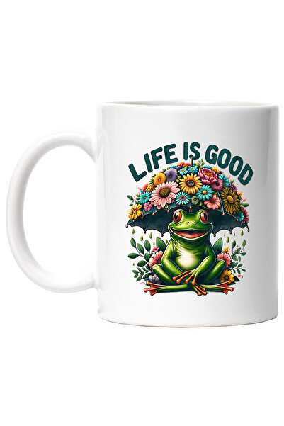 StoryGift Romania Cana cu o broasca cu mesajul "Life is good", stilul hippie,...