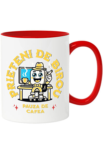 StoryGift Romania Cana cu Animatie sef la Birou Cu Cafea Si Tigara Text Priet...