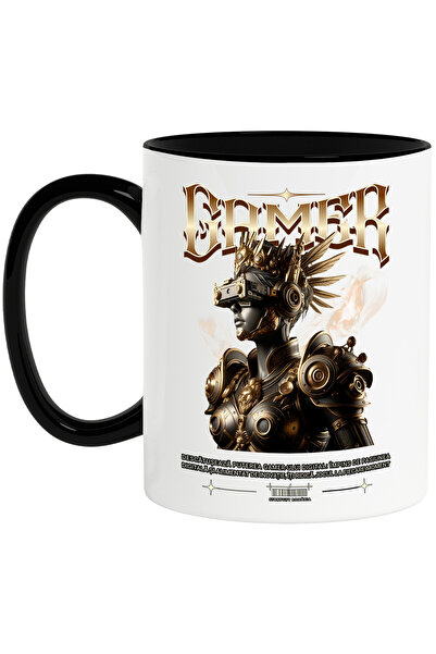 StoryGift Romania Cana Gamer ciber silueta feminina cu armura joc, 330ml, Cer...