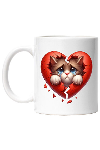 StoryGift Romania Cana cu o pisicuta trista care lacrimeaza, ilustratie, inim...