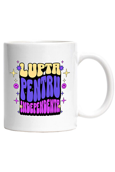 StoryGift Romania Cana Lupta pentru Independenta, 330ml, Ceramic cu Maner Alb...