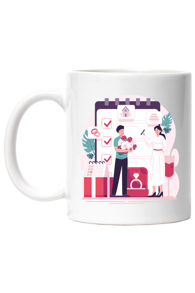 StoryGift Romania Cana Cu Planificator, Nunta, Inele, Calendar, Inel, Flori, ...