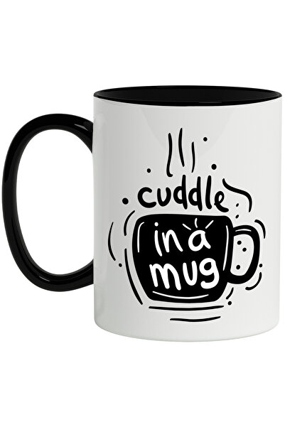 StoryGift Romania Cana Cu Mesaj In Engleza Cuddle In A Mug, Cana, Iubire, Abur, Alb Negru 330 ml, , Cu Maner Negru