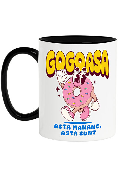 StoryGift Romania Cana cu Gogoasa Glazurata Roz Facand Cu mana Salutare Text ...