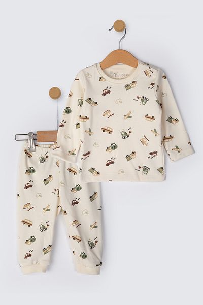 Minibess 100% Cotton 2-Piece Printed Baby Pajama Set 3 - 24 Months