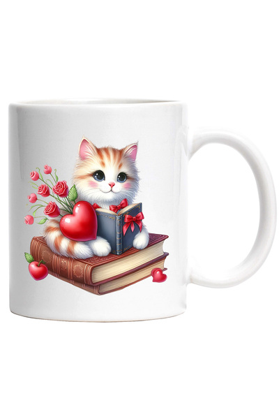 StoryGift Romania Cana cu o pisicuta care tine o carte deschisa | ilustratie ...
