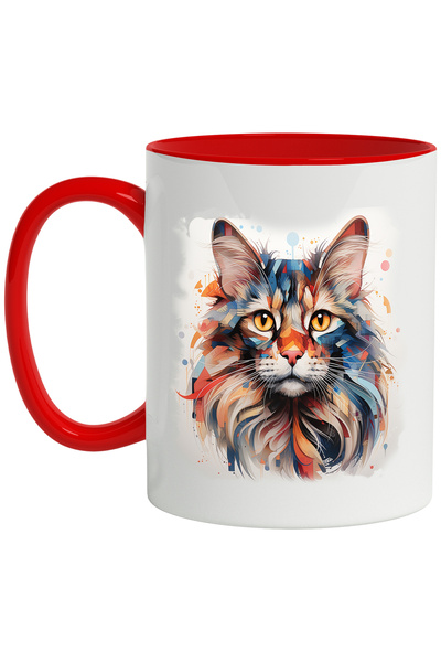 StoryGift Romania Cana Cu Cap De Pisica, Ilustratie Abstracta, Geometric, Mul...