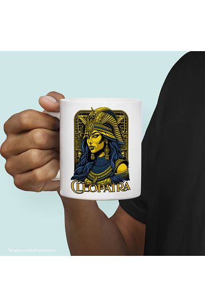 StoryGift Romania Mug Cleopatra Queen of Gold, Egypt Fortune, 330ml, Ceramic with White Handle, With White Handle